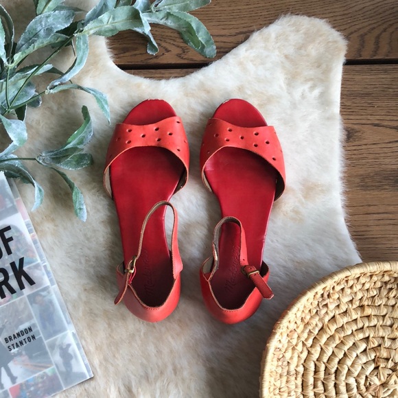 Madewell Shoes - Madewell red leather sandal size 6.5